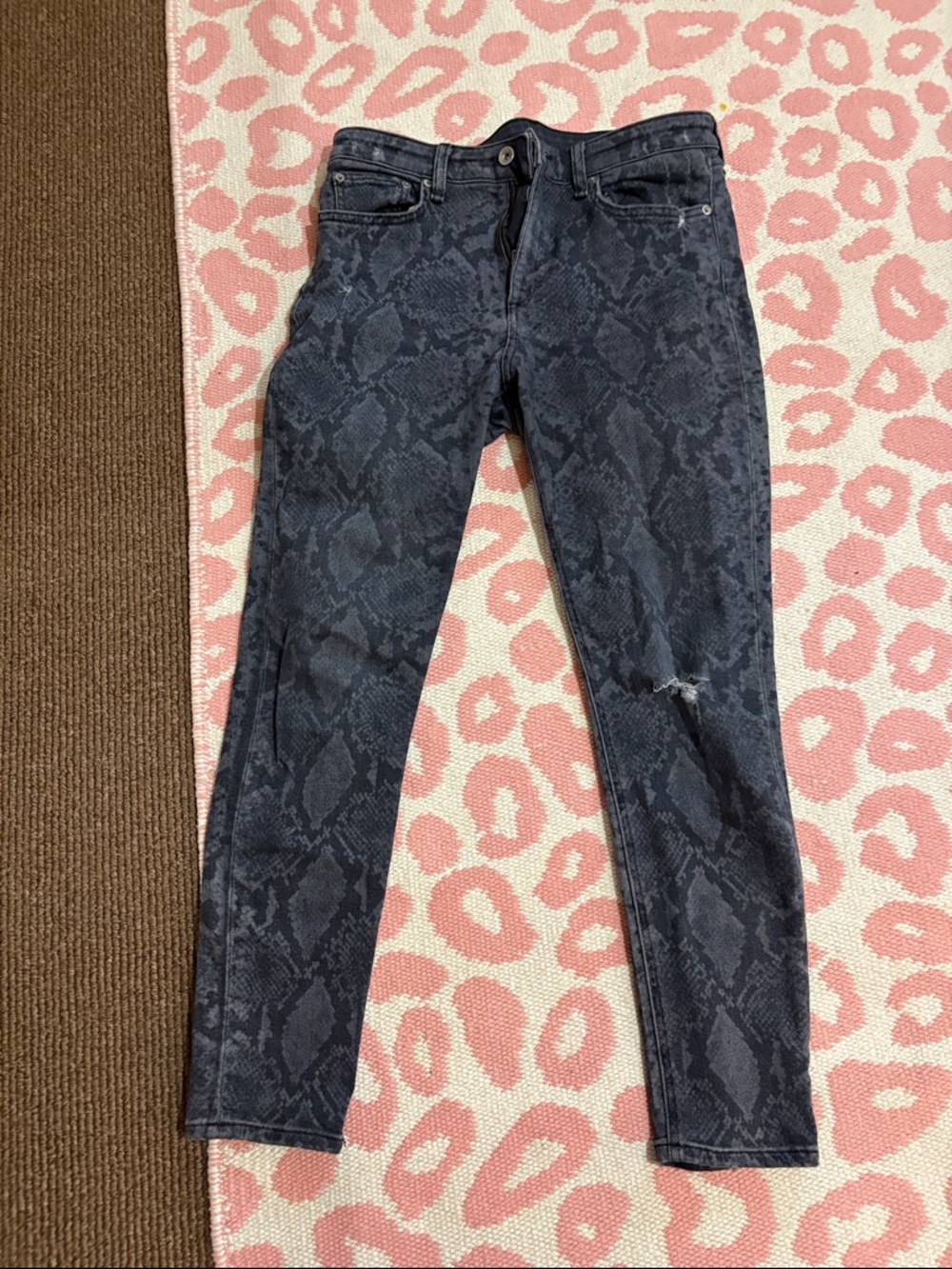 rag & bone Women's Snake-Print Skinny Jeans - Dark Gray/Black